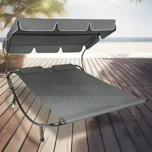 Tectake Livorno 2 Seater Black and Grey Sun Lounger With Wheels