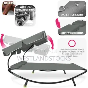 Tectake Livorno 2 Seater Black and Grey Sun Lounger With Wheels