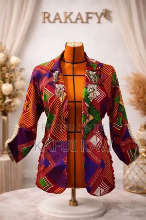 Female African Print Jacket With Accessories