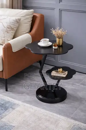 Modern Black Two-Tier Accent Side Table - Black