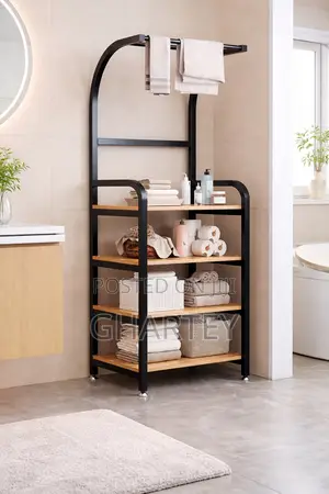 Modern Bathroom Storage Shelf With Towel Rack
