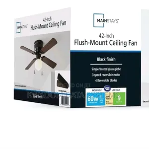 Mainstays 42 Inch Indoor Ceiling Fan With Light Kit, Black, 4 Blades