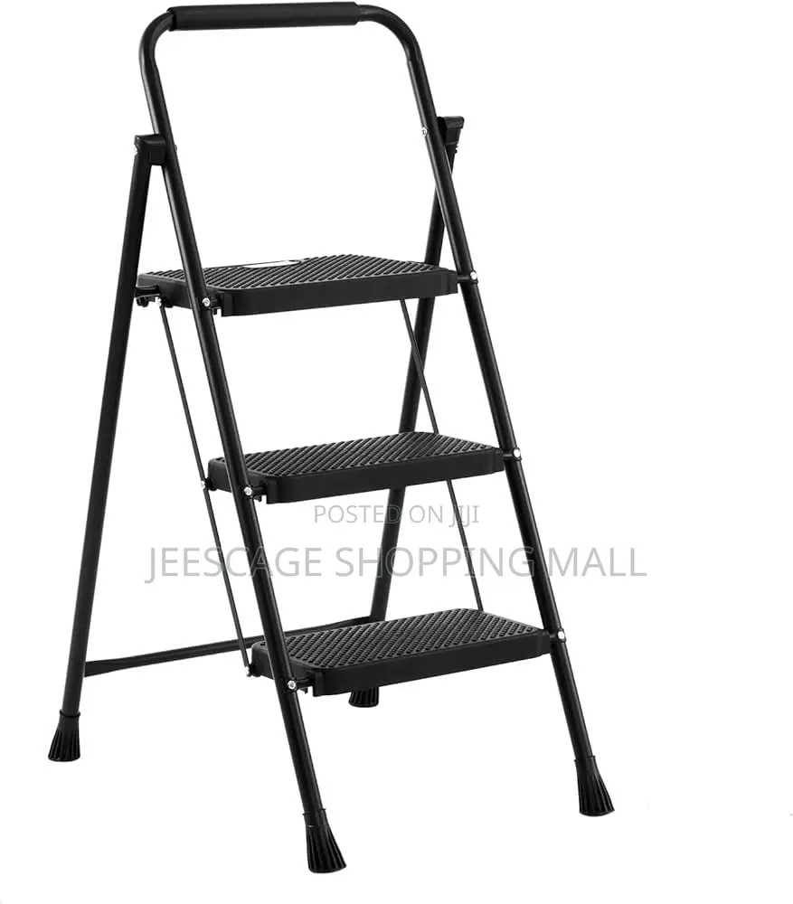 Black 3-step Folding Step Stool Ladder, Possibly The Nazhura Model.