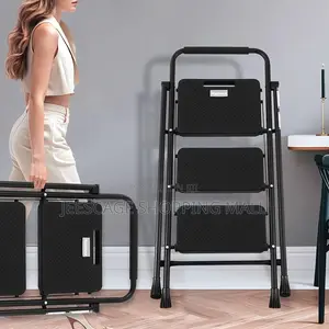 Black 3-step Folding Step Stool Ladder, Possibly The Nazhura Model.