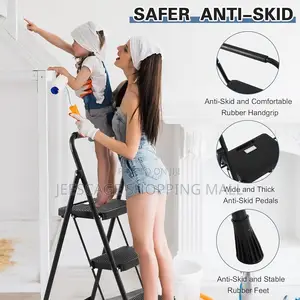 Black 3-step Folding Step Stool Ladder, Possibly The Nazhura Model.