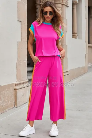 Top and Down Two Pieces Outfit Hot Pink