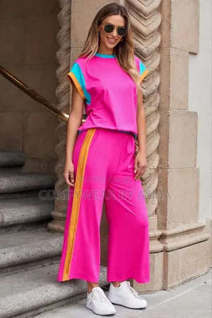 Top and Down Two Pieces Outfit Hot Pink