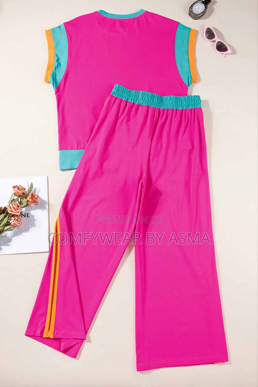Top and Down Two Pieces Outfit Hot Pink