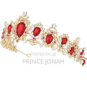 Bridal Crown Tiara W/Baroque Crystal Rhinestone Red