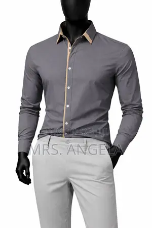 Two-Tone Trimmed Slim-Fit Dress Shirt Tailored Trousers Set