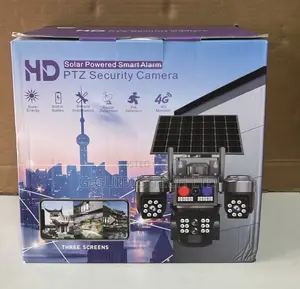 Hd 4g Solar-Powered Smart Alarm PTZ Security Camera 3-Lens