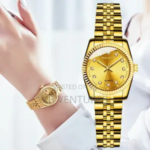 Luxury Diamond Ladies Quartz Watch With Gold Mesh Strap