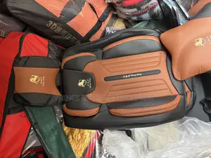 Complete Brown and Black Leather Seat Covers With Pillows