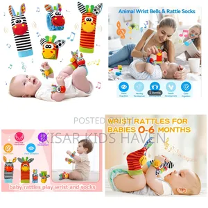 Baby Wrist and Foot Rattle Set With Sound 0 to 6months