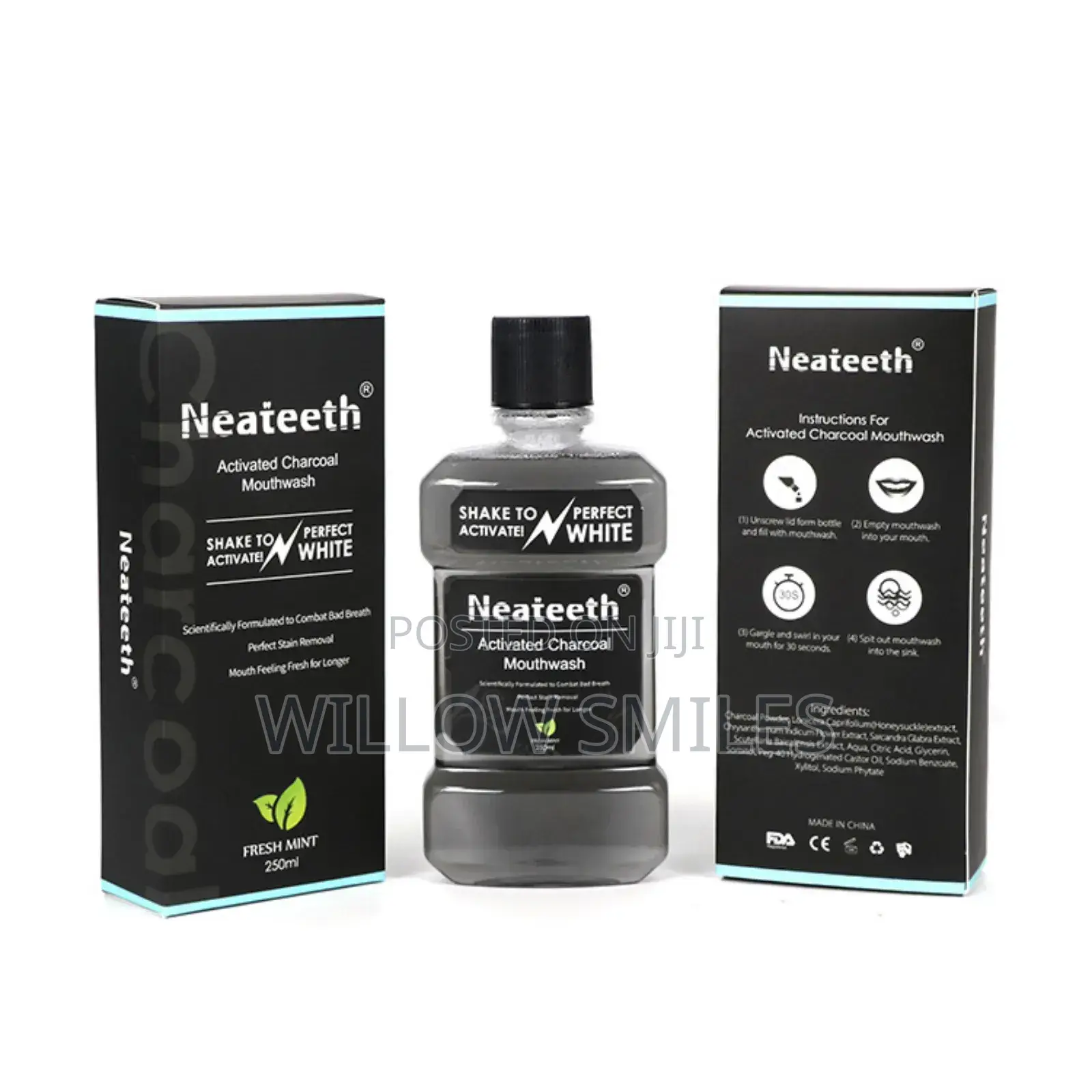 Activated Charcoal Mouthwash + Bamboo Tooth Brush