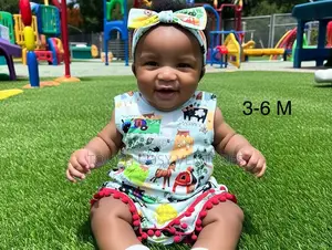 Colorful Animal Print Baby Outfit With Bow Headband (3–6 M)