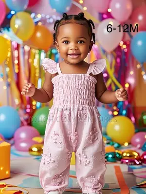 Beige White Striped Bow Baby Dress (9–12 M)
