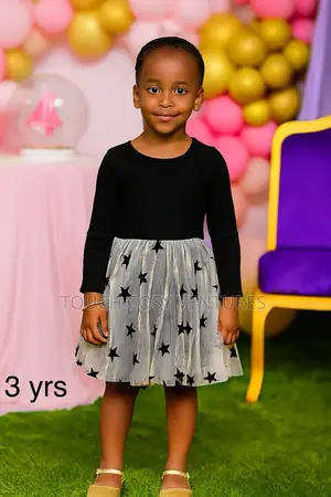 Black Top Silver Star Down Party Dress (3 Yrs)