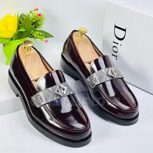 Dior Men's Executive Wine Polished Leather Loafers