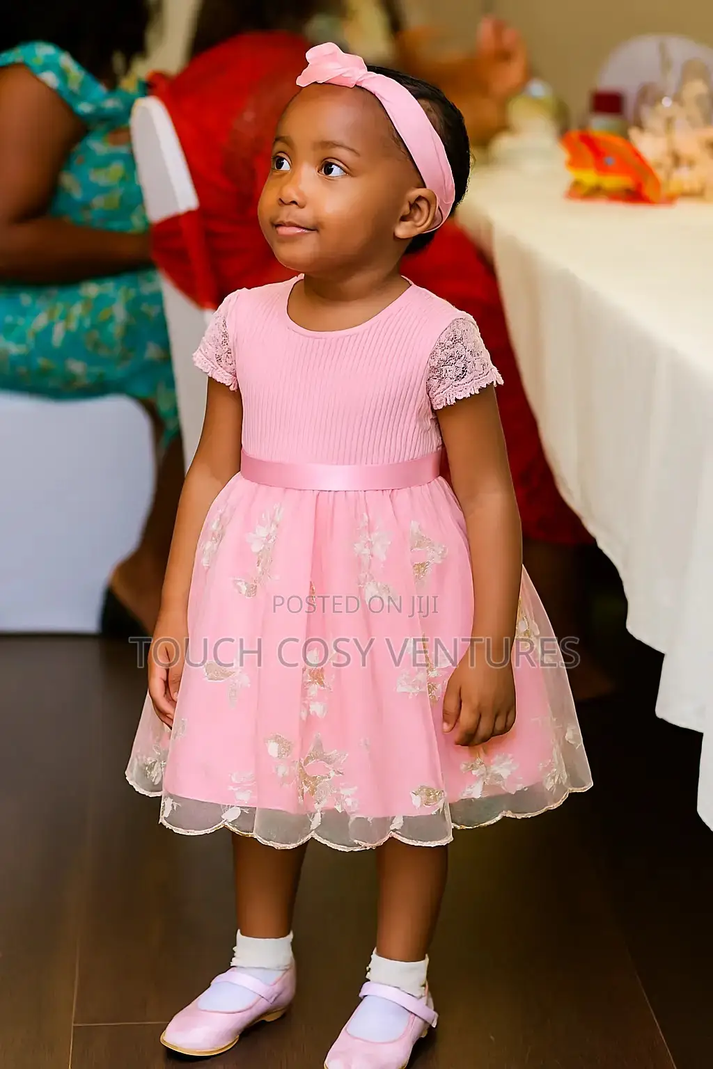Pink Floral Embroidered Lace Baby Dress (2-3 Years)