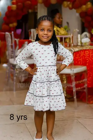 “White Tiered Floral Party Dress (8 Yrs)