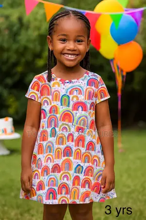 Colorful Rainbow Arch Party Dress (3 Yrs)
