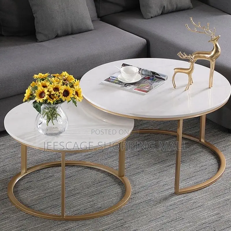 Golden Design Modern Nesting Coffee Table Set With a Metal Frame Top