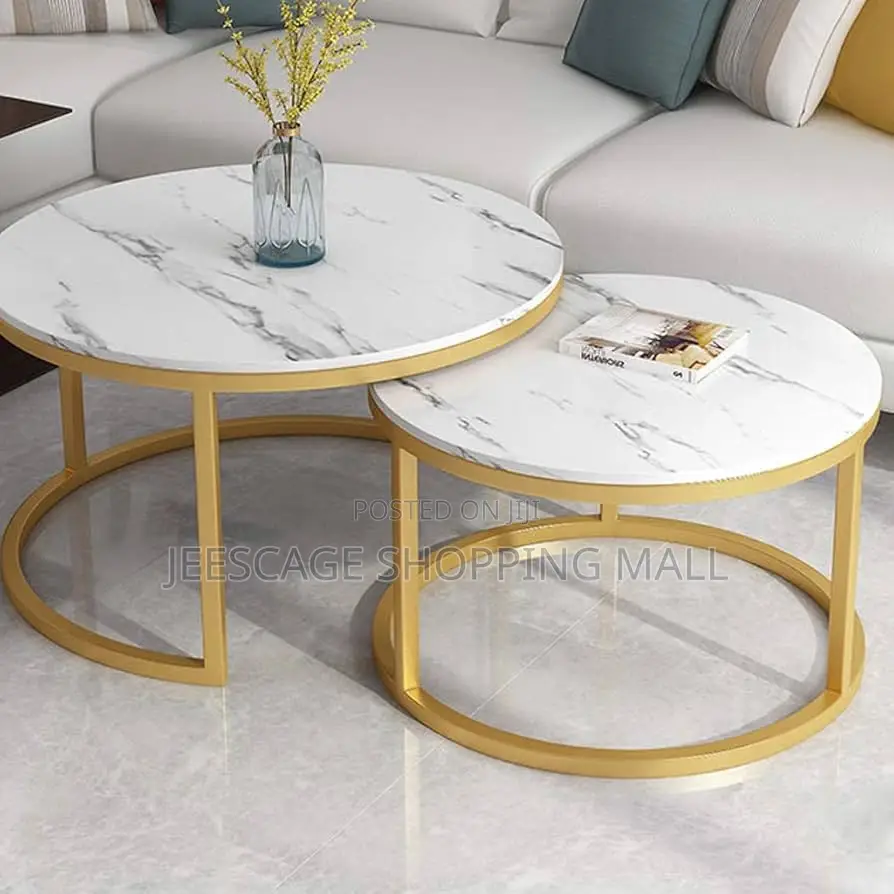 Golden Design Modern Nesting Coffee Table Set With a Metal Frame Top
