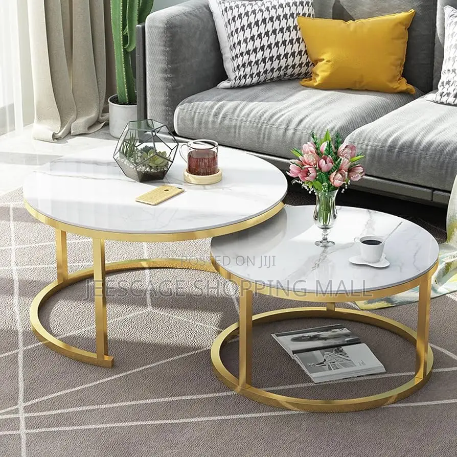 Golden Design Modern Nesting Coffee Table Set With a Metal Frame Top