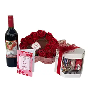 Rose Bouquet, Chocolate and Non-Alcoholic Wine for Your Valentine