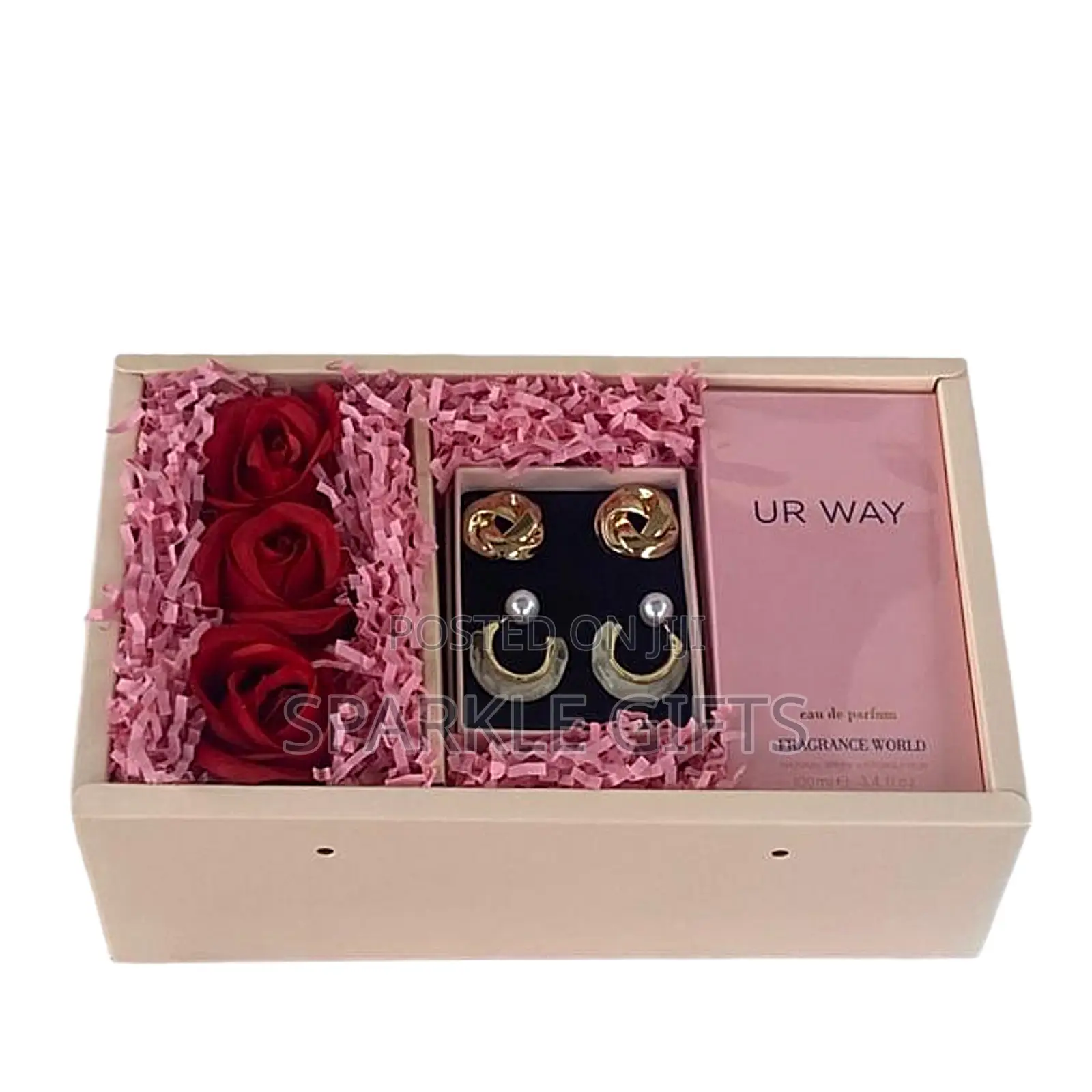 Refreshing Perfume, Roses and Trendy Earrings for Valentine