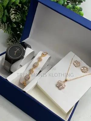 Ladies Watch,Bracelet,Earrings, Necklace And Box With Bag