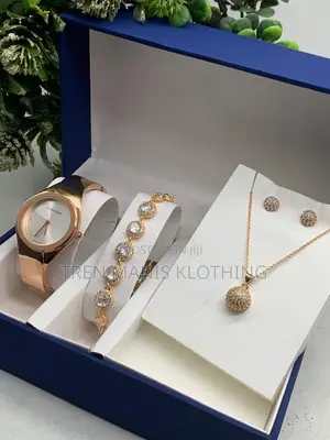 Ladies Watch,Bracelet,Earrings, Necklace And Box With Bag