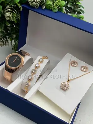 Ladies Watch,Bracelet,Earrings, Necklace And Box With Bag