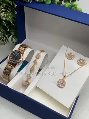 Ladies Watch,Bracelet,Earrings, Necklace And Box With Bag