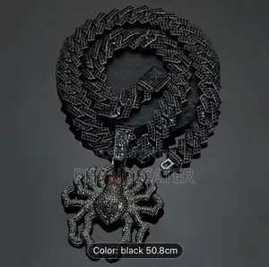 Black Spider Pendant Cuban Chain