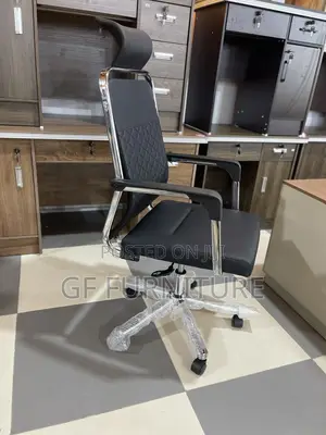 High-Back Leather Office Chair With Headrest