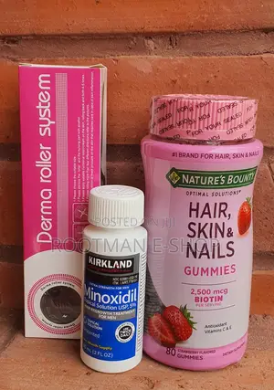 Elite Hair, Skin Nail Care Set (D.Roller, Minoxidil, Biotin)