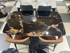 Modern Marble-Top Dining Set(4 Chairs)