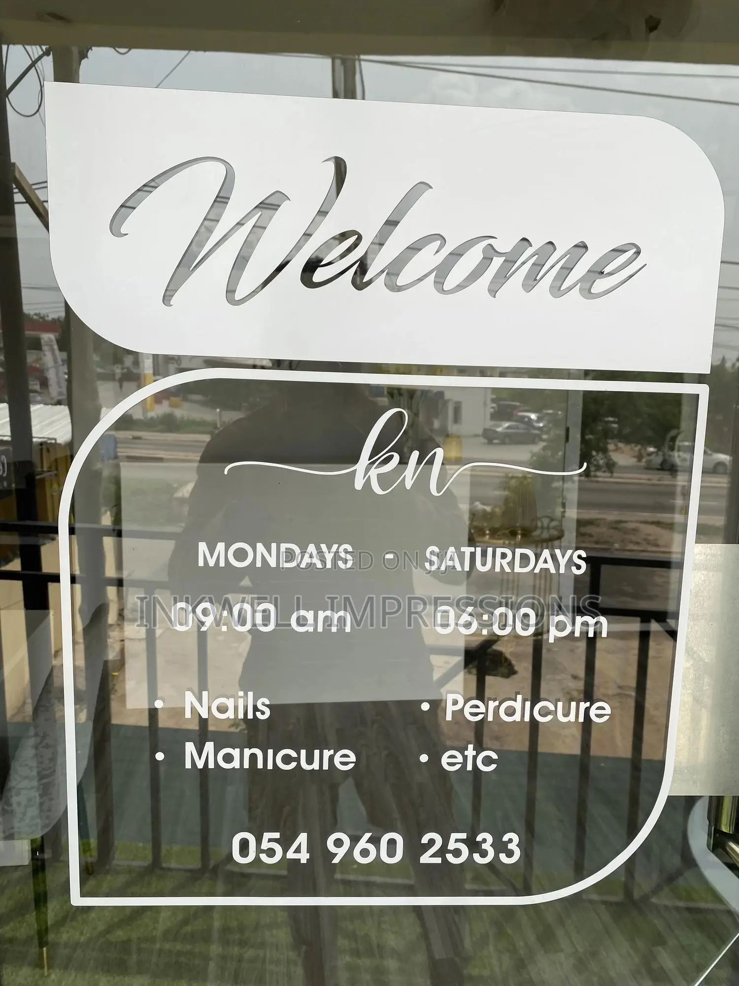 Open Close Hours Glass Branding