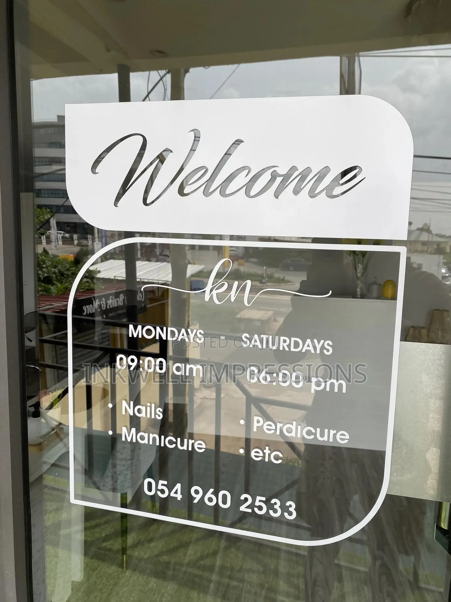 Open Close Hours Glass Branding