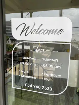 Open Close Hours Glass Branding