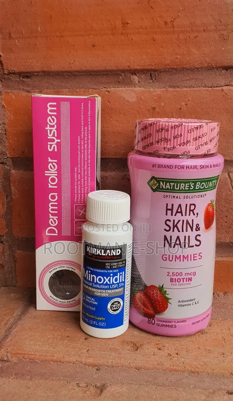 Elite Hair, Skin Nail Care Set (D.Roller, Minoxidil, Biotin)