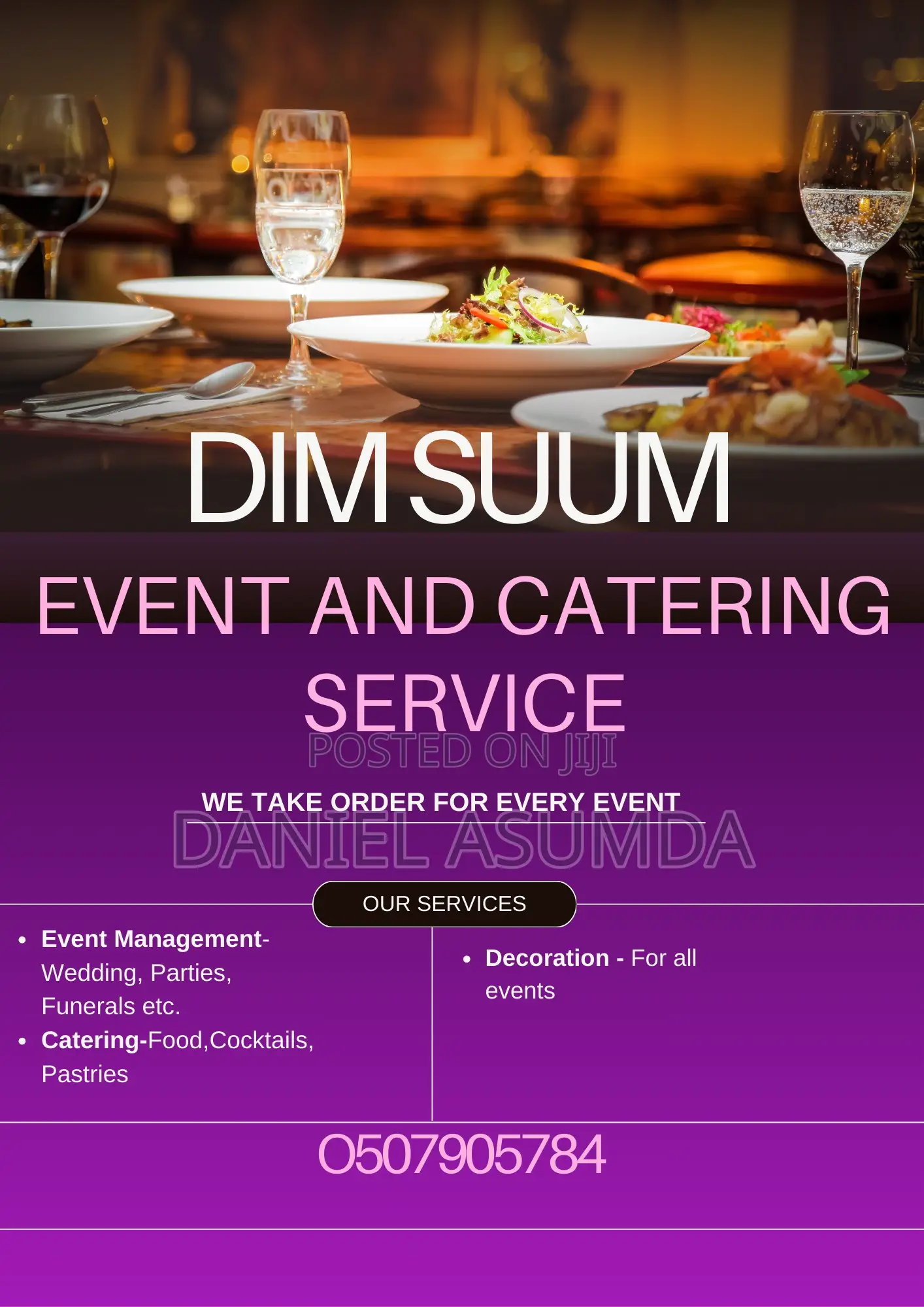 Birthdays, Parties,Funerals,Coprate Events