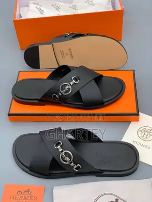 Luxury Cross-Strap Leather Slide Slippers