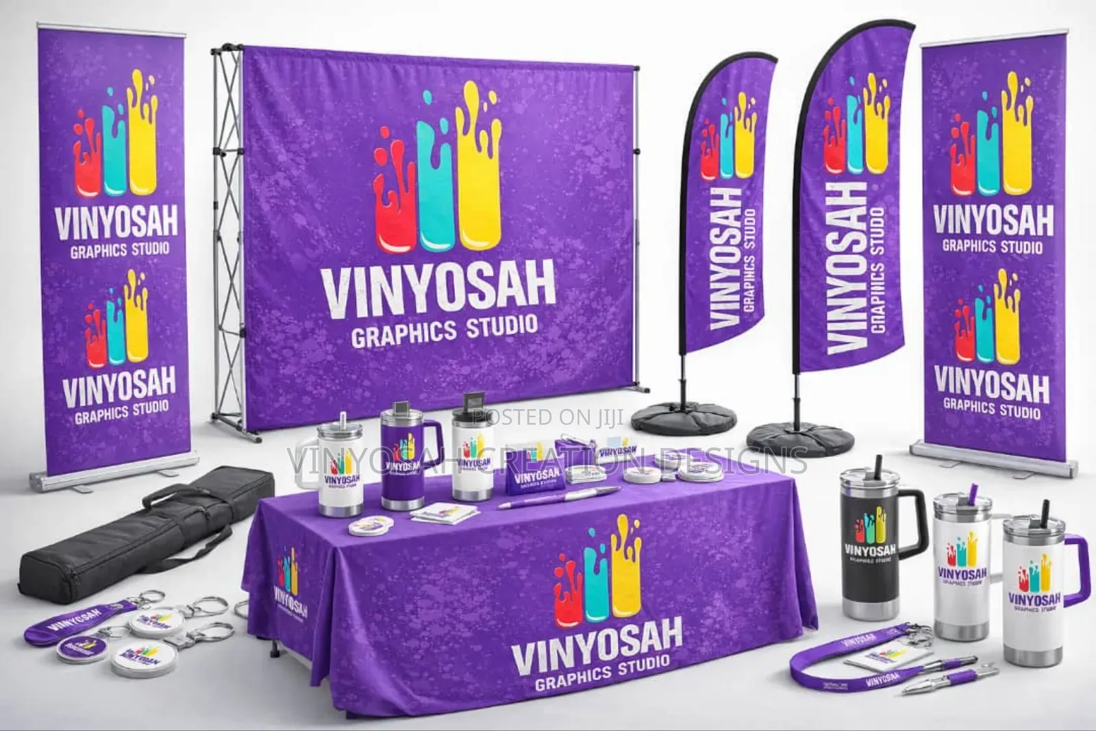 Backdrop With Branding ,Feather Banner Dtand With Branding and So On