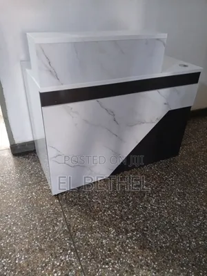 Reception Desk With Wooden Panel Black Cover