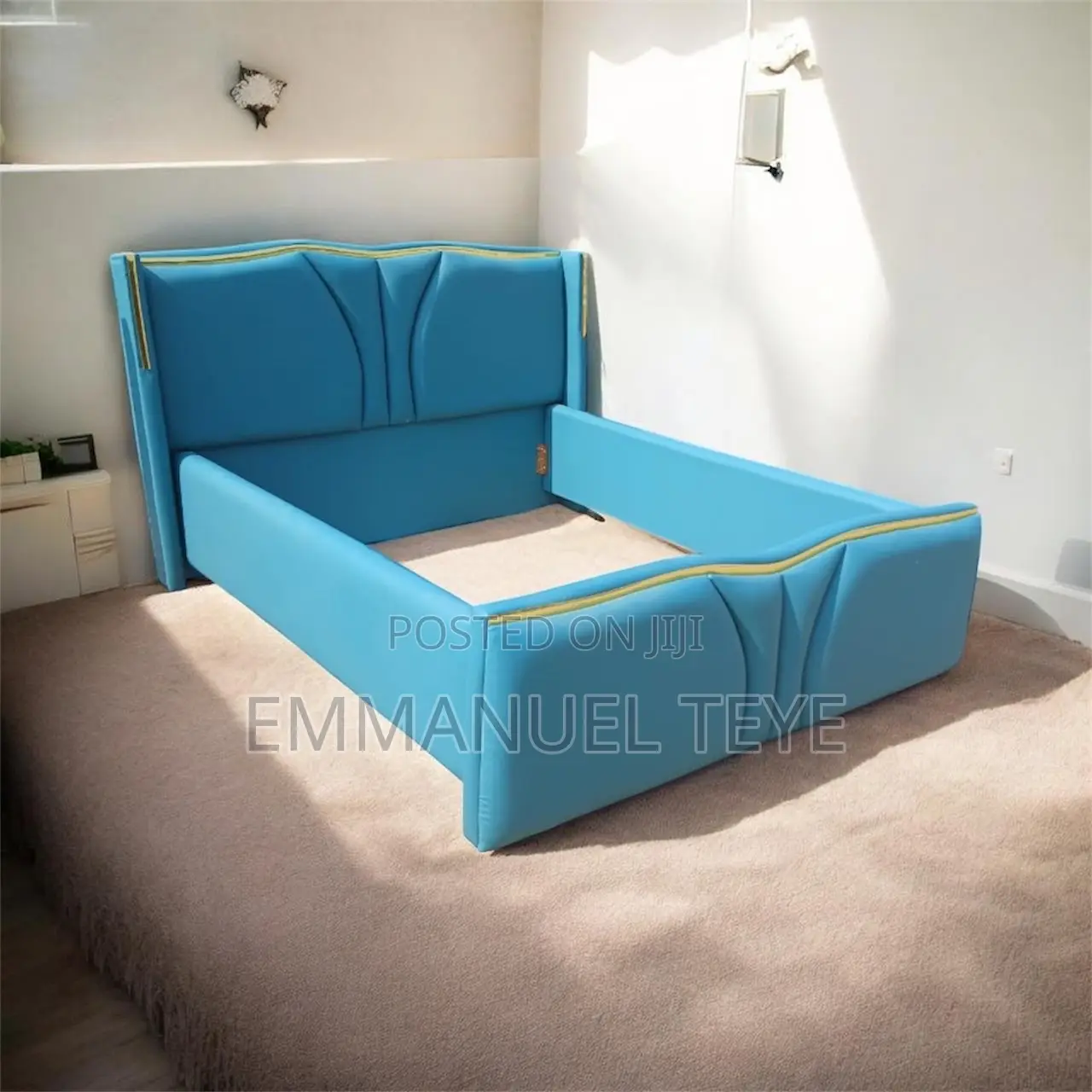 Sky Blue Luxury Bed Frame