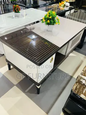 Modern High-Gloss White and Brown Coffee Table