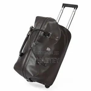 Premium Leather Rolling Travel Duffel With Retractable Handle